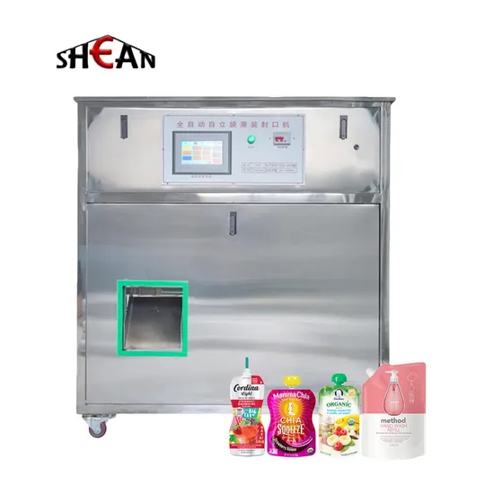 Máquinas Zhongchuang Custom Rotary Stand up Spout Bolsa Pré-fabricada Saco Doypack Suco Molho de Soja Embalagem Máquina de embalagem de líquidos para enchimento de sopa