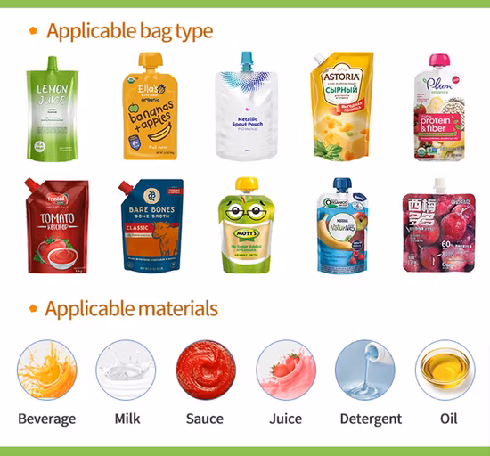 Kefai Suco Rotativo Automático Pré-fabricado Bico Standup Máquina de embalagem e enchimento de tampas